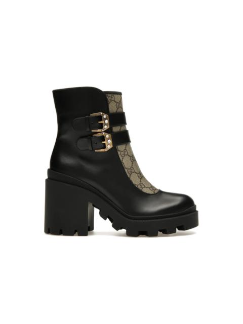 GUCCI Gucci Buckles Ankle Boots Black Beige (Women's)
