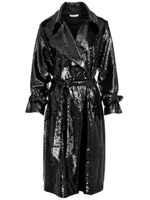 Alice + Olivia NEVADA SEQUIN EMBELLISHED TRENCH COAT