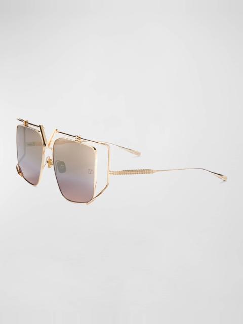 Valentino V-Light Rockstud Titanium Square Sunglasses
