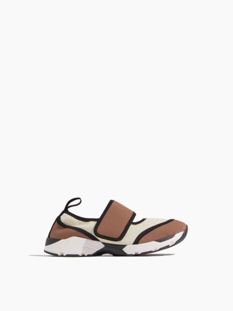 Mary Jane Running Sneaker in White/Light Brown