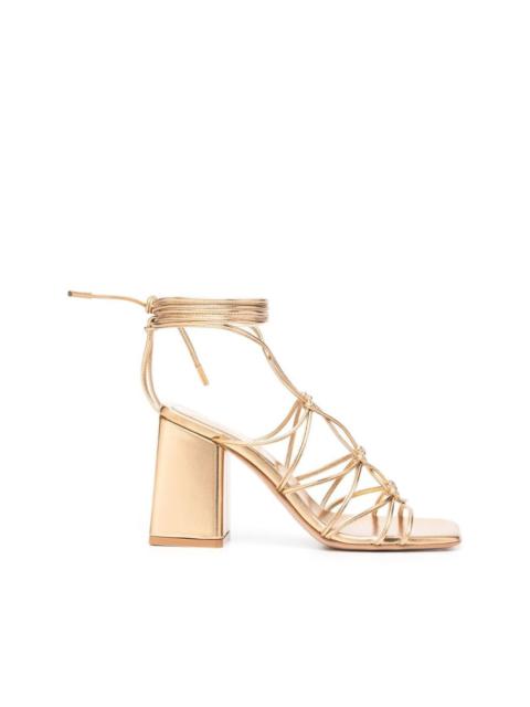 metallic strappy leather sandals