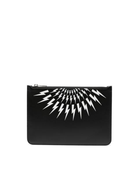 Neil Barrett logo-print leather clutch bag