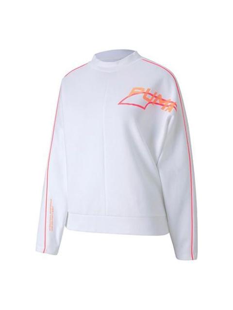 PUMA (WMNS) PUMA Evide Logo Printing Round-neck Sweatshirt White 597384-02