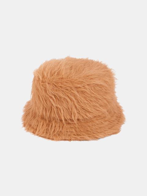 rabanne BROWN BUCKET HAT IN FUR