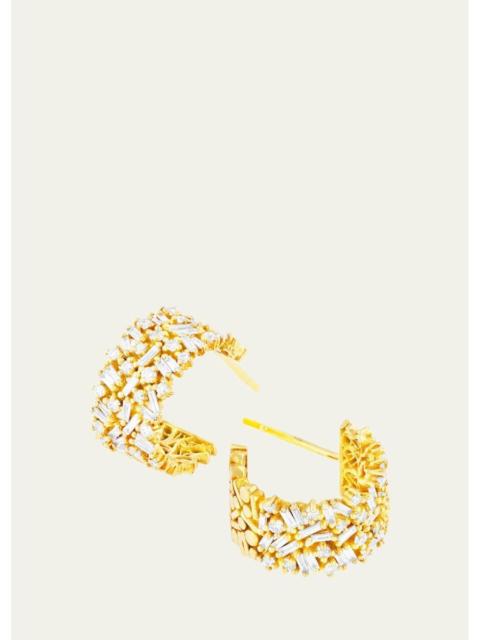 SUZANNE KALAN 18k White Gold Diamond Huggie Hoop Earrings