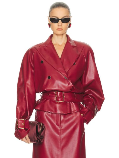 ROWEN ROSE Faux Leather Belted Jacket