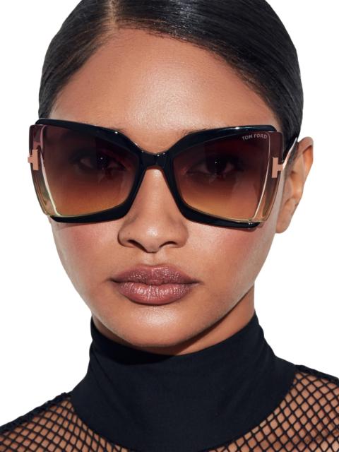 TOM FORD Gia Semi-Rimmed 아세테이트 나비 선글라스