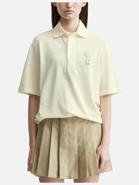 AMI Paris AMI DE COEUR SUPER LIGHTWEIGHT COTTON PIQUÉ POLO SHIRT
