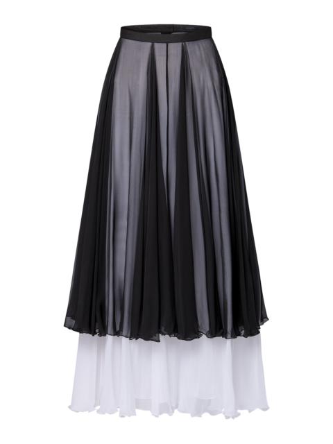 Louis Vuitton Bicolor Fluid Silk Tiered Skirt