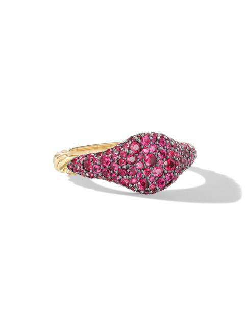 DAVID YURMAN Women's Petite Pavé Pinky Ring in 18K Yellow Gold - Red Ruby