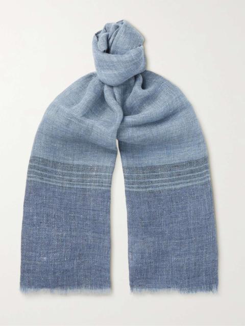 Fringed Striped Linen Scarf