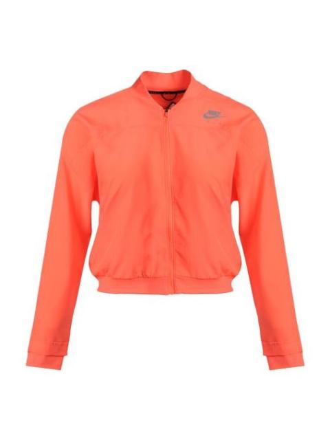 Nike (WMNS) Nike Air Woven Quick Dry Reflective Logo Sports Baseball Jacket Bright Orange CZ9143-854