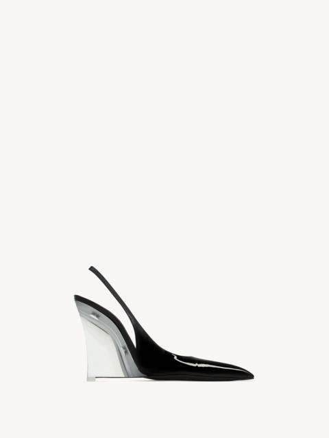 SAINT LAURENT MILLER WEDGES IN GLAZED LEATHER