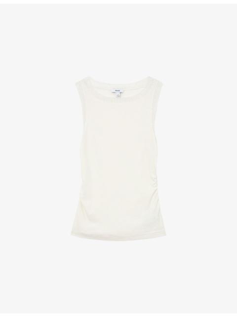 REISS Trinny Side-Ruched Stretch Cotton-Blend Vest