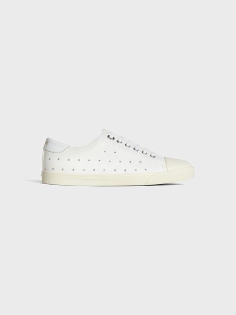CELINE CELINE BLANK LOW LACE UP SNEAKER WITH TOE CAP  IN CANVAS AND CALFSKIN