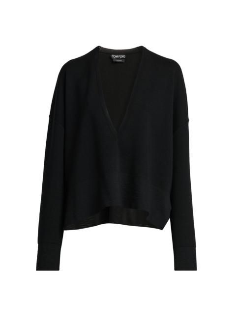 TOM FORD Women's Wool V-Neck Sweater - Black