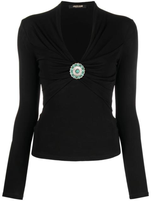 Roberto Cavalli beaded V-neck top
