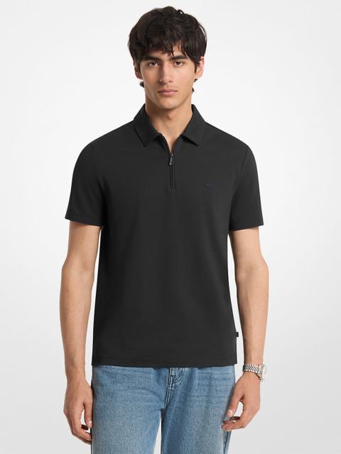 MICHAEL KORS Cotton Blend Piqué Zip-Up Polo Shirt