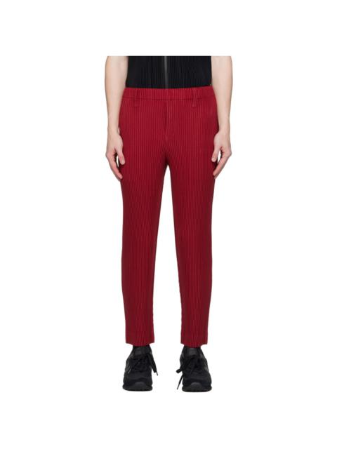 ISSEY MIYAKE Red Kersey Pleats Trousers