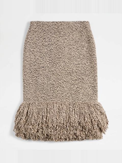 Tod's SKIRT IN MOULINÉ KNIT - BEIGE, BLACK