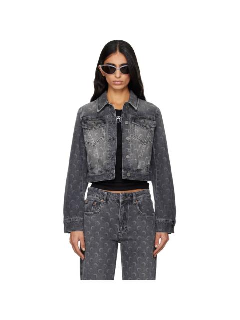 Marine Serre Gray Moon Laser Cropped Denim Jacket