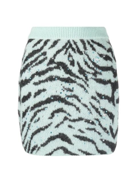 zebra intarsia knitted miniskirt