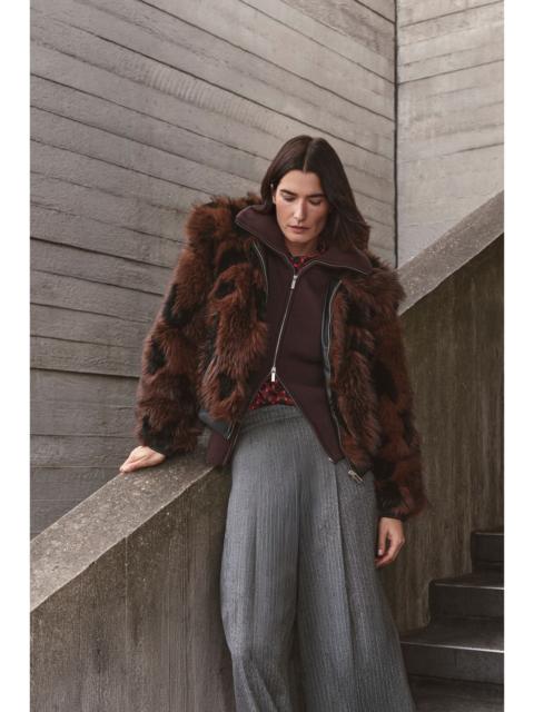 KAREN MILLEN Faux Fur Printed Short Coat