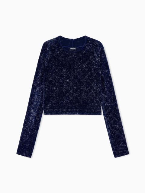 GIORGIO ARMANI SWEATER SWEATERS SLIM-FIT DEVORÉ CHENILLE WITH CASHMERE