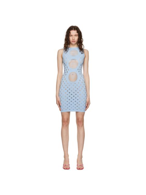 MAISIE WILEN SSENSE Exclusive Blue Perforated Mini Dress
