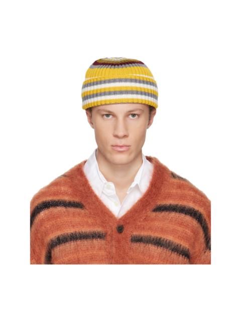 Marni Yellow & Gray Striped Ribbed Beanie