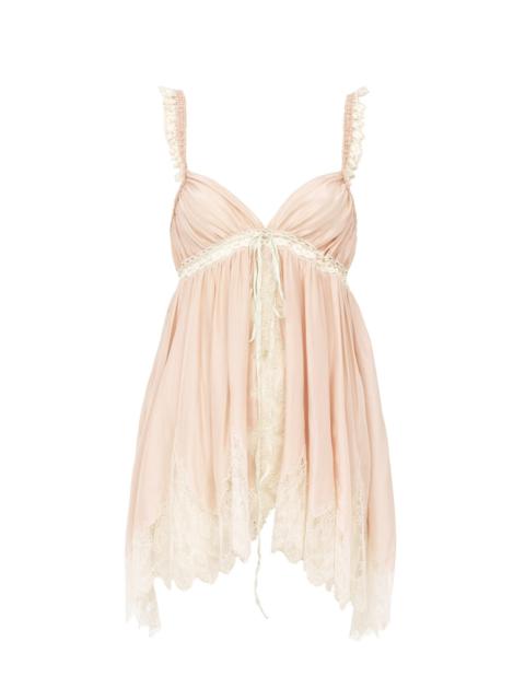 SLEEVELESS TOP IN WASHED SILK PONGÉ & LACE