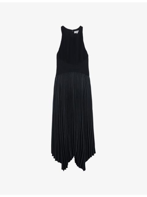 REISS Rachel Pleated Sleeveless Woven Midi Dress