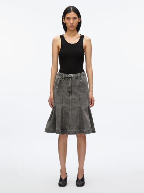 3.1 Phillip Lim Flounce Hem Belted Denim Skirt