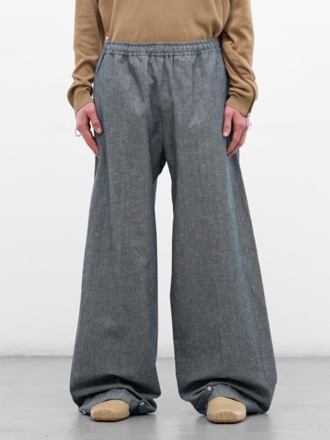 SETCHU Indigo Paper Chambray Baggy Trousers