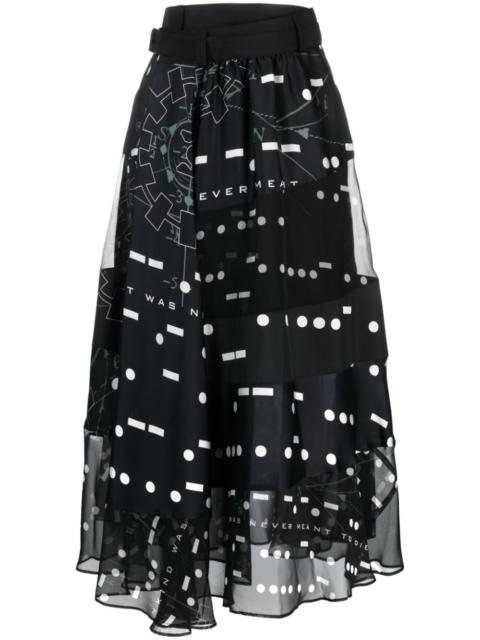 sacai x Interstellar belted midi skirt