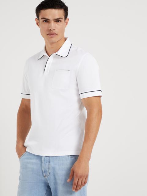 Cotton jersey club collar polo with piping