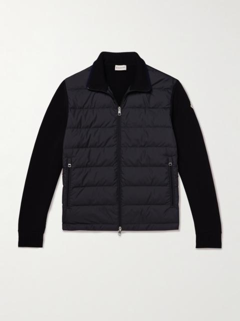 Moncler Logo-Appliquéd Quilted Shell-Panelled Cotton Down Cardigan