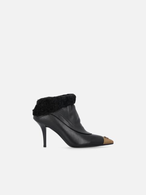 PINKO BOOTIES WITH FAUX FUR AND METAL TOE