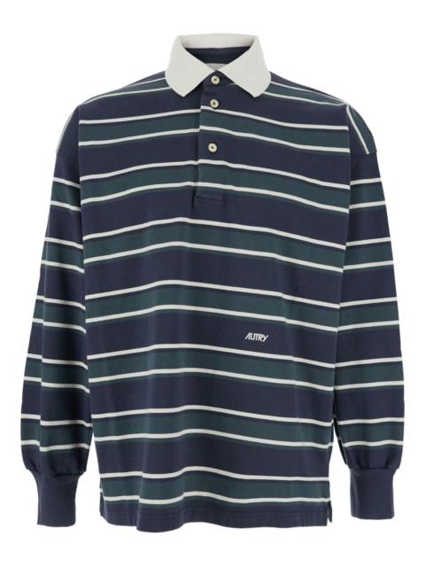 AUTRY striped long-sleeve polo shirt