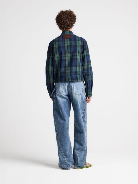 MENS FRONT ZIP BLOUSON IN NAVY & GREEN