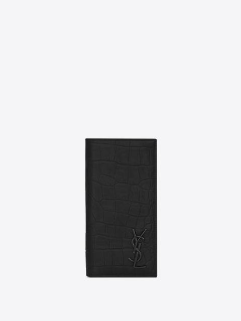 cassandre continental wallet in crocodile embossed leather