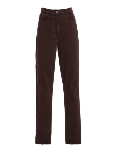 Another Tomorrow Slim-Leg Denim Pants brown