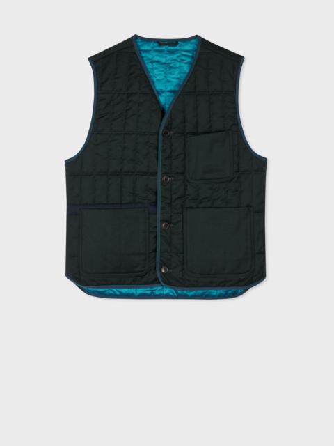 Paul Smith Forest Green Wool-Cashmere Flannel Quilted Gilet