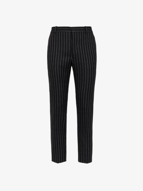 Alexander McQueen Men's Tailored Cigarette Trousers in Black/white