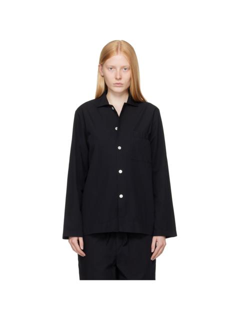 TEKLA Black Poplin Long-Sleeved Pyjama Shirt