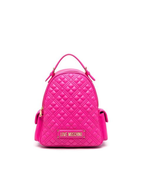 logo-lettering quilted backpack
