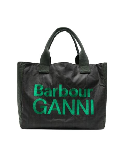 Barbour x Ganni waxed tote bag