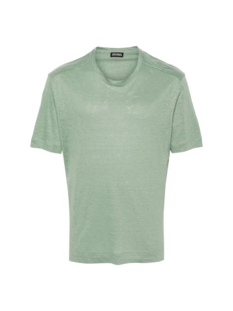 tonal stitching linen T-shirt