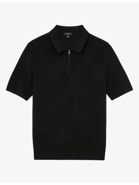 REISS Leigham Short-Sleeved Cotton-Blend Polo Shirt