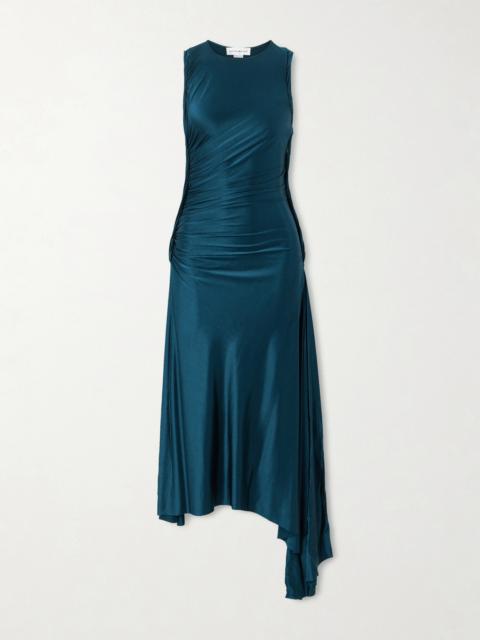 Victoria Beckham Asymmetric Gathered Satin-jersey Midi Dress